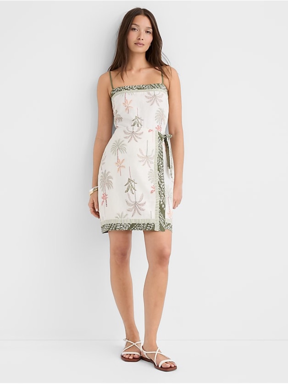 THe Loft Palm Linen Cotton Sarong Mini Dress - Picture 2 of 6